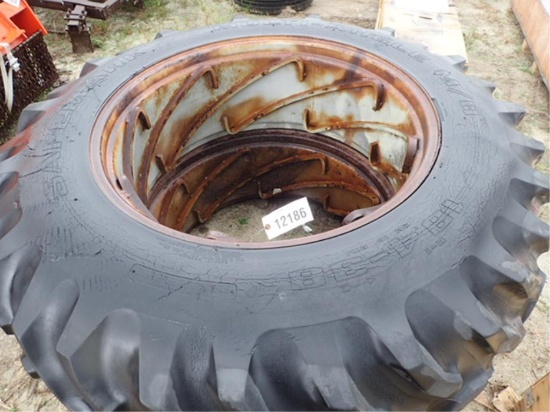 (2) 18.4x38 Tractor Tires w/ Spin Out Rims
