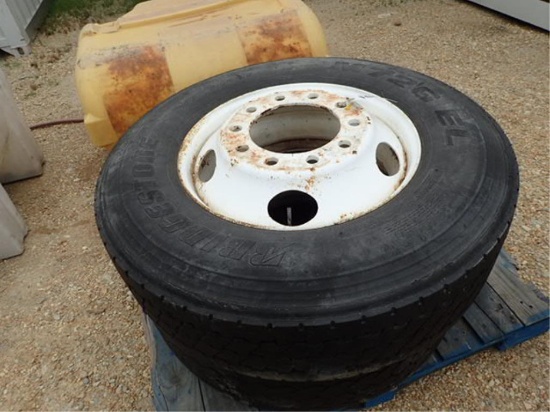 (2) 295/75-22.5 Tires and Rims