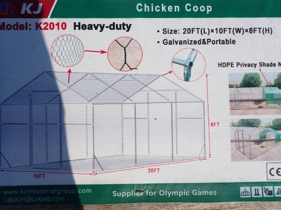 20'x10'x8' Galvanized Portable Chicken Coop