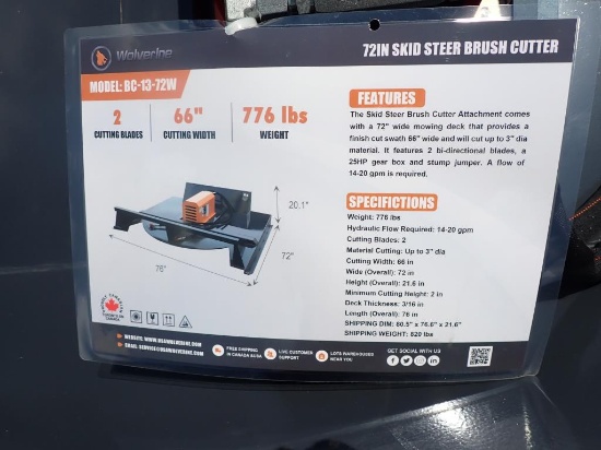 Skid Steer Brush Cutter - Model BC-13-72W