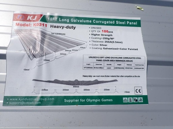 100 Pieces - 10'(L) Galvalume Steel Panels