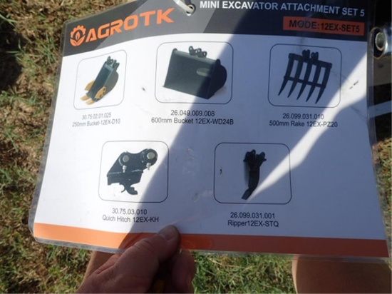 Set of 5 Excavator Attachments - Model 12EX-SET5