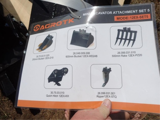 Set of 5 Excavator Attachments - Model 12EX-SET5