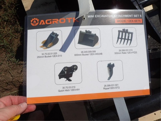 Set of 5 Excavator Attachments - Model 12EX-SET5