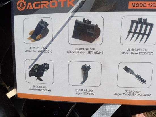 Set of 6 Excavator Attachments - Model 12EX-SET6