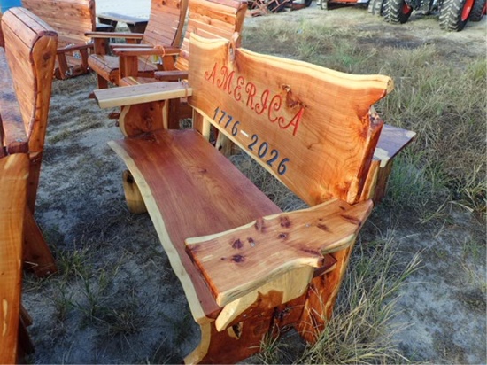 Cedar 4' Bench "America 1776-2026"