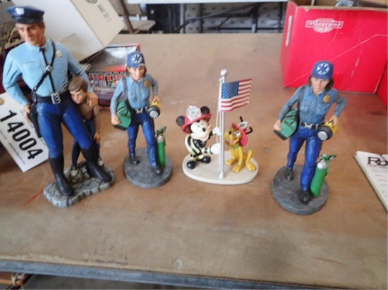 Set of 4 EMT/Police/Mickey Mouse Figurines