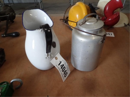 Enamel Pitcher and Metal Pitcher
