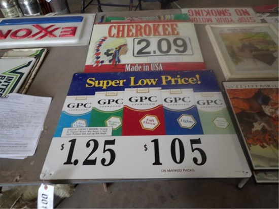 GPC Advertisement Sign & Cardboard "Cherokee" Sign