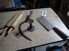 Meat Cleaver, 2 Rolling Pins, hog Scrapper
