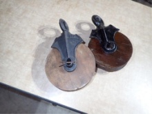 2 Wooden Pulley Wheels
