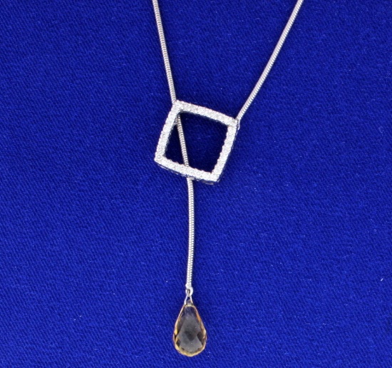 Citrine Lariat Diamond Necklace