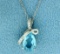 Blue Topaz With Diamond Pendant And Chain