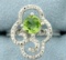 Large Peridot And Diamond Statement Ring