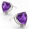 Amethyst Heart Stud Earrings 6mm In Sterling Silver