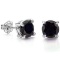 Midnight Sapphire Stud Earrings 6mm In Sterling Silver