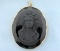 Antique Jet Mourning Cameo Pendant