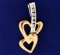 Rose And White Gold Diamond Hearts Pendant