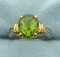 4ct Checkerboard Cut Peridot Ring