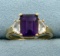 Amethyst And Cz Ring In 10k Yellow Gold
