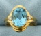 Blue Topaz And Diamond Ring