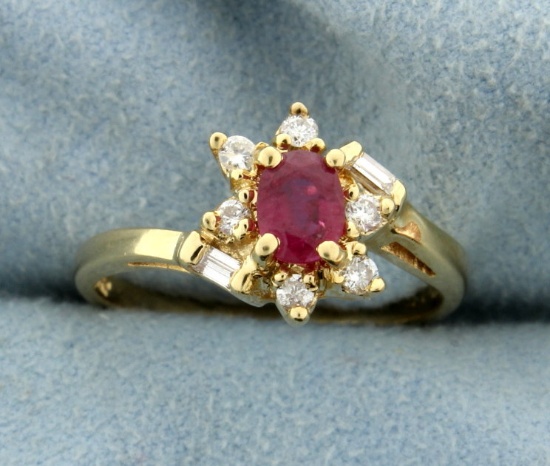 Natural Ruby And Diamond Ring