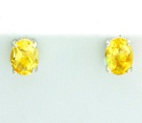 Oval Citrine Stud Earrings