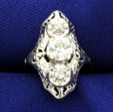 Vintage Over .8 Ct Tw Old European Diamond Filigree Ring