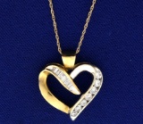 1/2 Ct Tw Diamond Heart Pendant In White And Yellow Gold With Chain