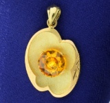 Custom Made 18k Gold And 4 Ct Citrine Designer Pendant