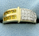 1 Ct Tw Diamond And Citrine Ring