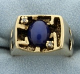 Men's Star Sapphire & Diamond Ring