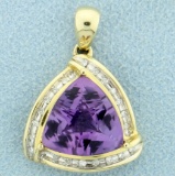 6 Ct Amethyst & Diamond Pendant