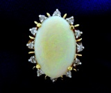 Large Opal & Diamond Ring