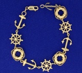 Nautical Bracelet With Anchor, Rescue Tube, And Ship's Helm