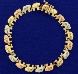 Rose, Yellow, And White Gold Elephant Bracelet