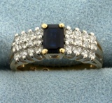 Natural Sapphire And Diamond Ring