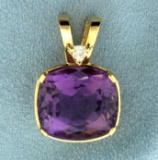 17ct Amethyst And Diamond Pendant