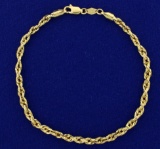 8 3/4 Inch Rope Link Bracelet Or Anklet In 14k Gold