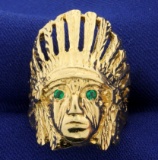 Indian Chief Emerald Ring