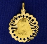18k Gold Virgin Mary Pendant