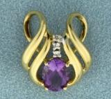 1.5ct Amethyst And Diamond Slide For Chain Or Omega