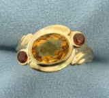 Citrine And Garnet Ring