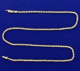 20 Inch Rope Style Neck Chain With Diamond Clasp In 14k Gold