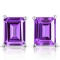 Amethyst Emerald Cut Stud Earrings 5x7mm In Sterling Silver