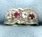 Pink Topaz, Garnet, & White Sapphire Ring