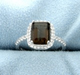 Halo Design Citrine Ring In Sterling Silver.