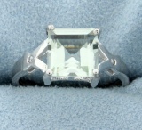 Modern 2.57ct Green Amethyst Ring With Diamonds