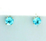 2ct Tw Sky Blue Topaz Stud Earrings