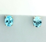 Oval 3ct Tw Sky Blue Topaz Stud Earrings